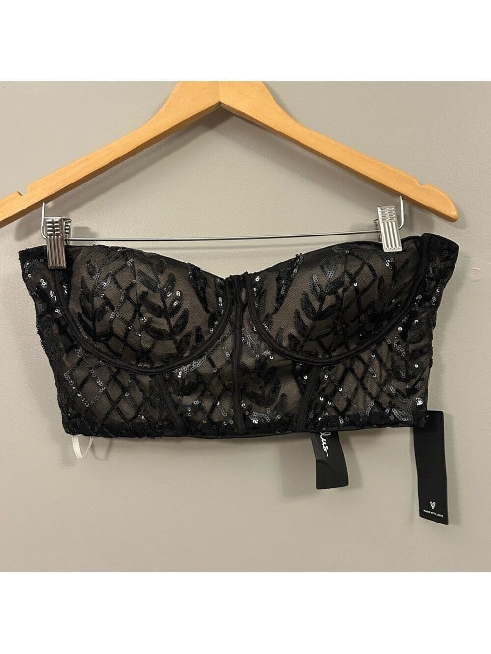 Lulu's Black Sequin Crop Top NWT Size Large